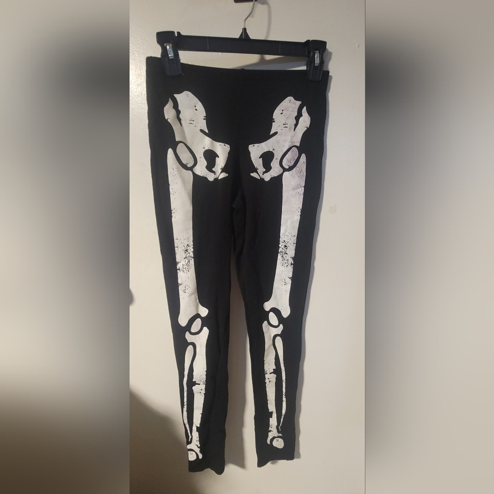 Hot Topic Black and White Skeleton  Leggings - Medium
